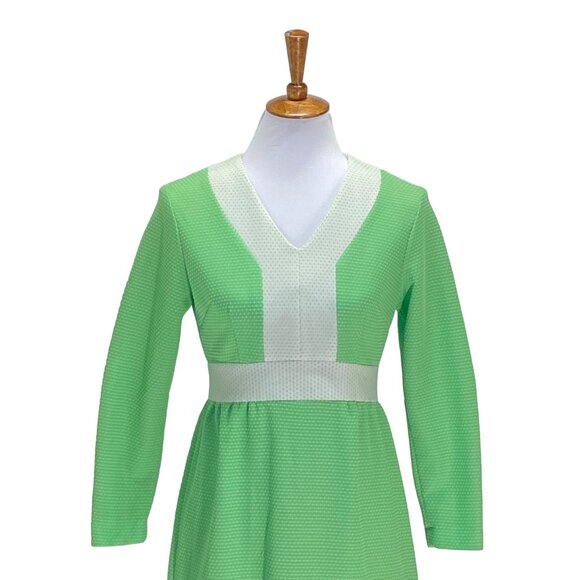 Jones 3/4 Sleeve Maxi Dress Green Size 8 Vintage Retro Minimalist 60s Mod Boho - Picture 7 of 15